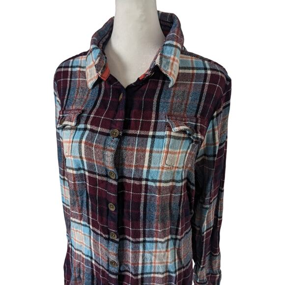 Aventura Knit Plaid Maroon Blue Knit Button Up XL - Picture 8 of 8